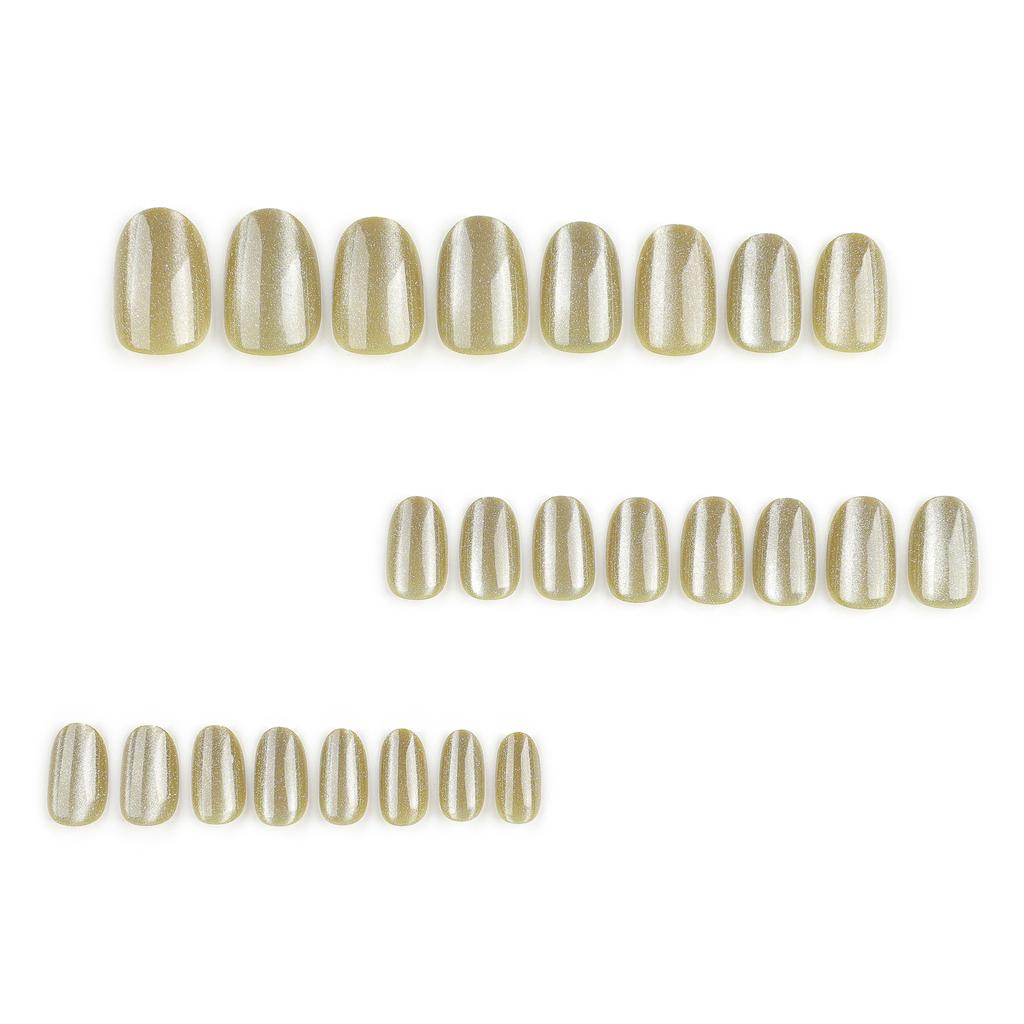 24 шт. Османтус желтый свежий кошачий глаз короткие овальные европейские и американские накладные ногти маникюрные планшеты Ношение ногтей ногти