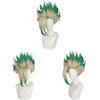 Dr Stone Ishigami Senkuu Cosplay Wig With Green Gradient Short Hair For Character Role Play