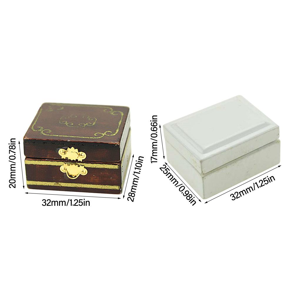 Furniture Dolls Accessories Miniature Scene Model Vintage Jewel Case Doll Jewelry Box With Mirror