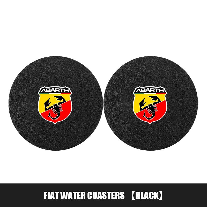 2Pcs Car Coaster PVC Logo Water Cup Pad Anti Slip Mat Accessories For Fiat Abarth 500e Panda Tipo FR Argo Freemont Viaggio Bravo