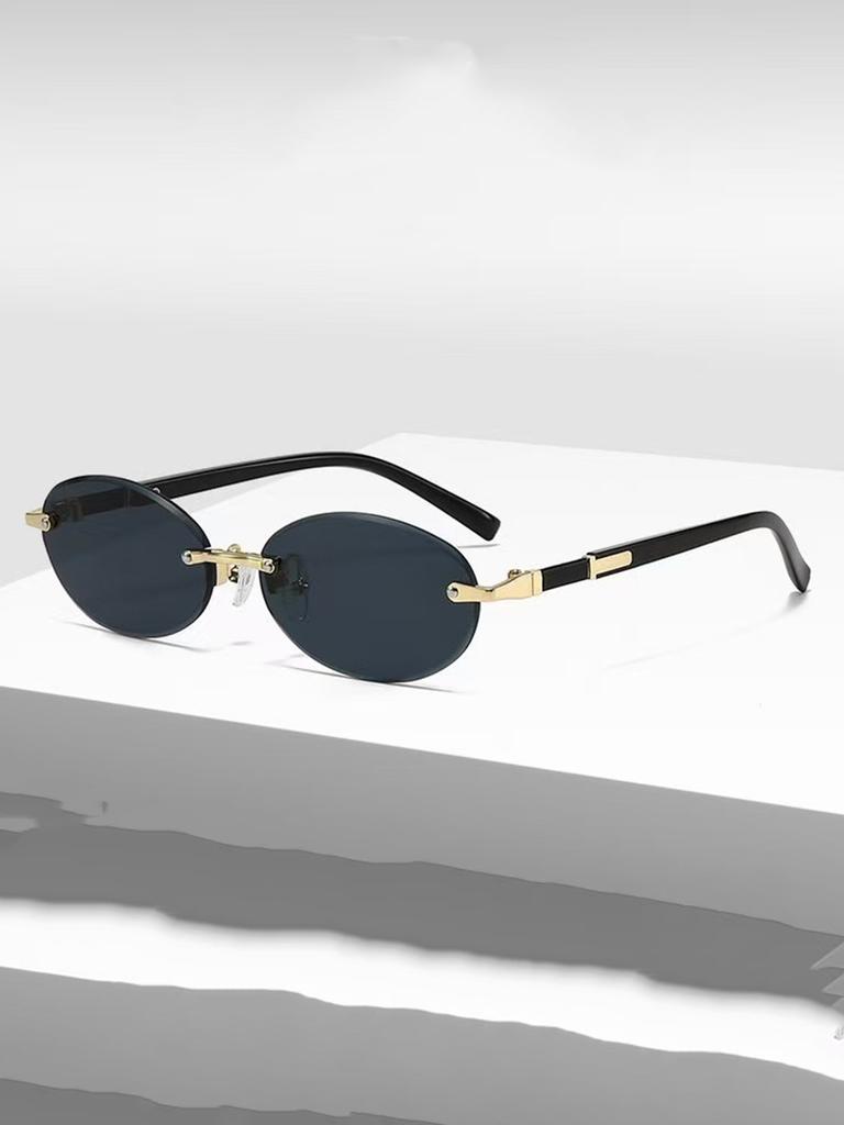 Трендовые солнцезащитные очки с необработанным краем, персонализированная овальная оправа, новые безоправные солнцезащитные очки для острой девушки в стиле хип-хоп, металлические женские солнцезащитные очки, мужские солнцезащитные очки