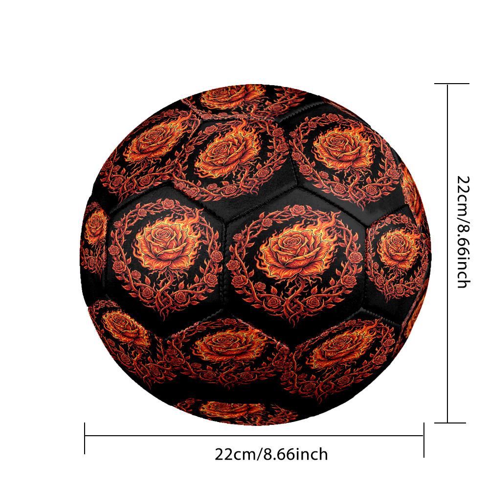 1pc Rose Tattoo Theme Soccer Ball Football, Size 5, Lightweight PVC, Outdoor Training Soccer Ball,Gift c6572