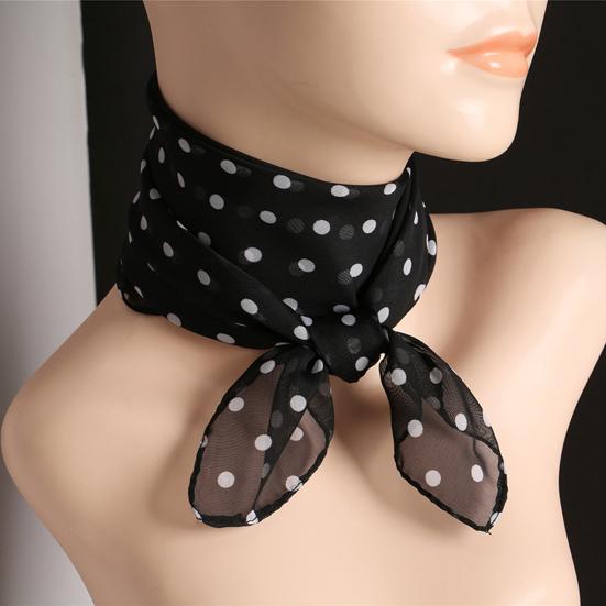 Женский шарф с точечным принтом, подходящий по цвету, тонкий дышащий легкий шарф для украшения шеи, шифоновый женский квадратный шарф с шеей, аксессуар для одежды