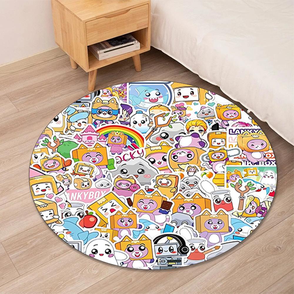 LankyBox Printed Round Rug Carpet Chair Rug Area Rug Entryway Doormats,for Office Chair Living Room Bedroom Kitchen Room.