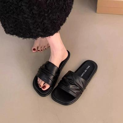 Женские летние тапочки Французские шлепанцы на плоской подошве Пляжные сандалии для беременных женщин Обувь