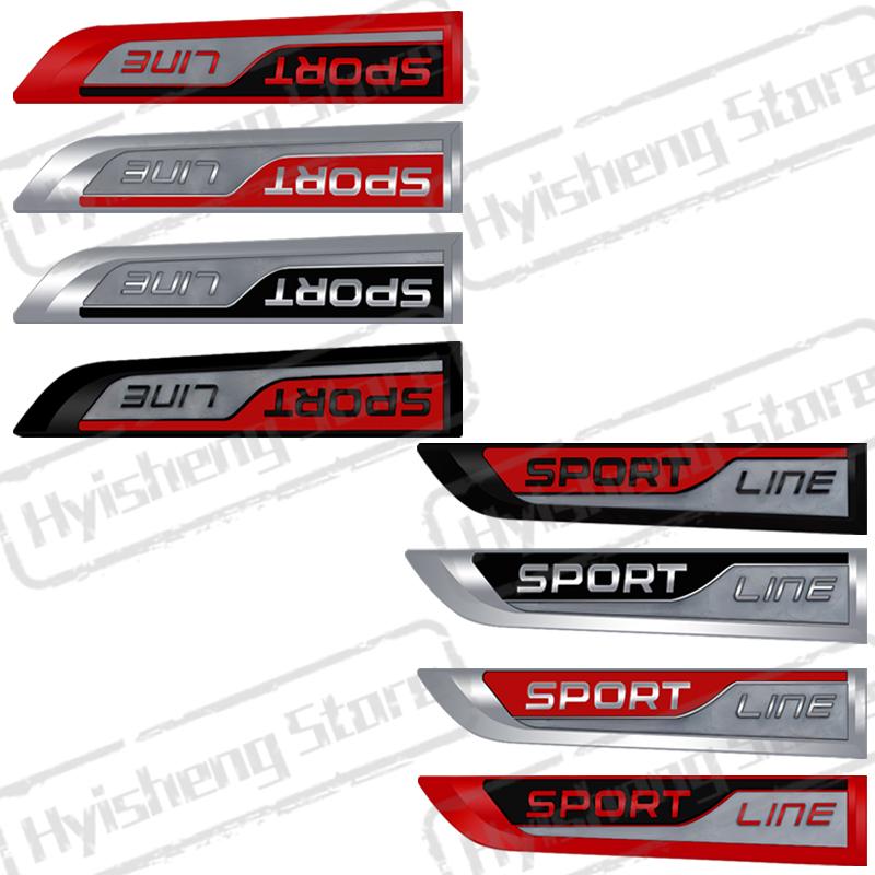 JBIW9 2PCS Metal Car Styling Sport Line Sticker Badge Car Body Side Emblem For Skoda Octavia Rapid Kodiaq Karoq Fabia Kamiq Superb