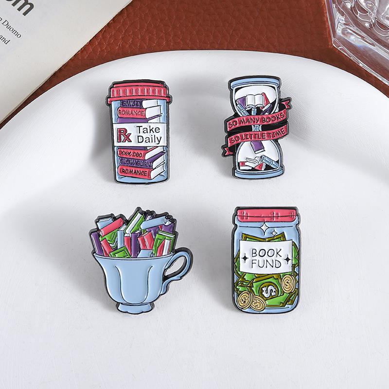 Book Storage Enamel Pins Custom SO MANY BOOKS SO LITTLE TIME Brooches Lapel Badges Clothes Funny Jewelry Gift for Friends