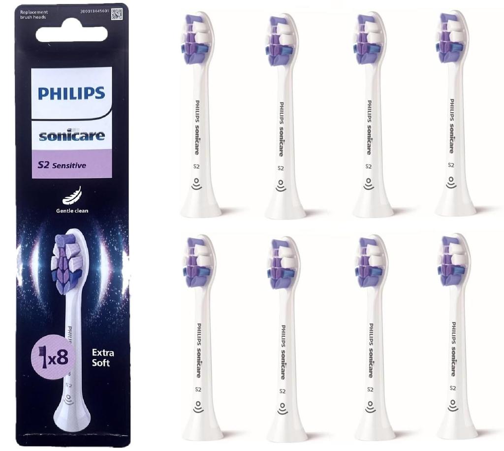 Philips Sonicare GentlePlus Sensitive White Replacement Pack of 8 Brushes, (HX6058/87)