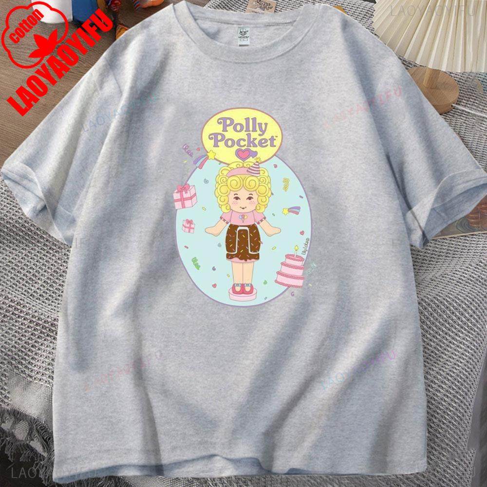 ZX Футболка Polly Pocket с принтом Топы Polly Pocket Буквенная одежда Дышащие Camisetas Ностальгия Ретро Высококачественные хлопковые топы