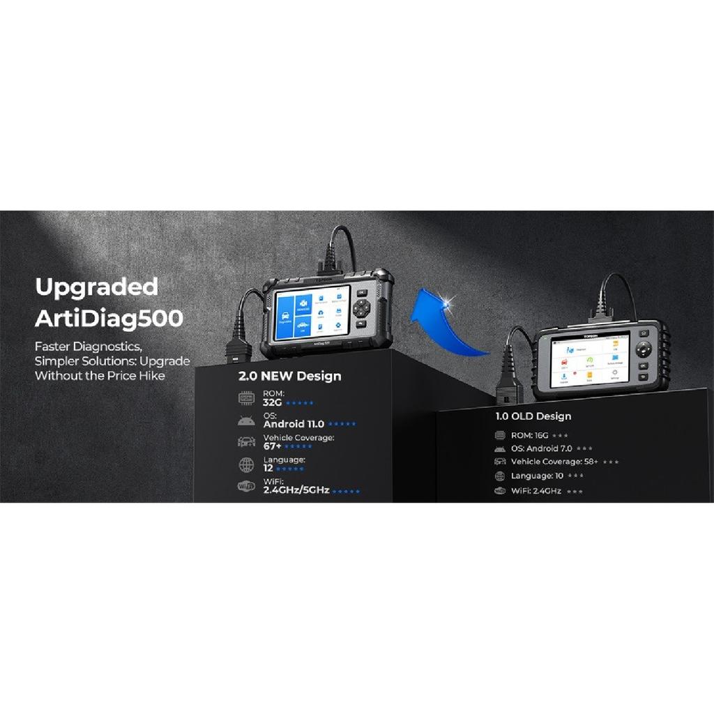 TOPDON ArtiDiag500 Диагностический 4 Системы 6 Функций Сброса OBD2 Сканер SAS/TPMS/BMS/EPB Сброс Диагностический инструмент для автомобиля Бесплатное обновление