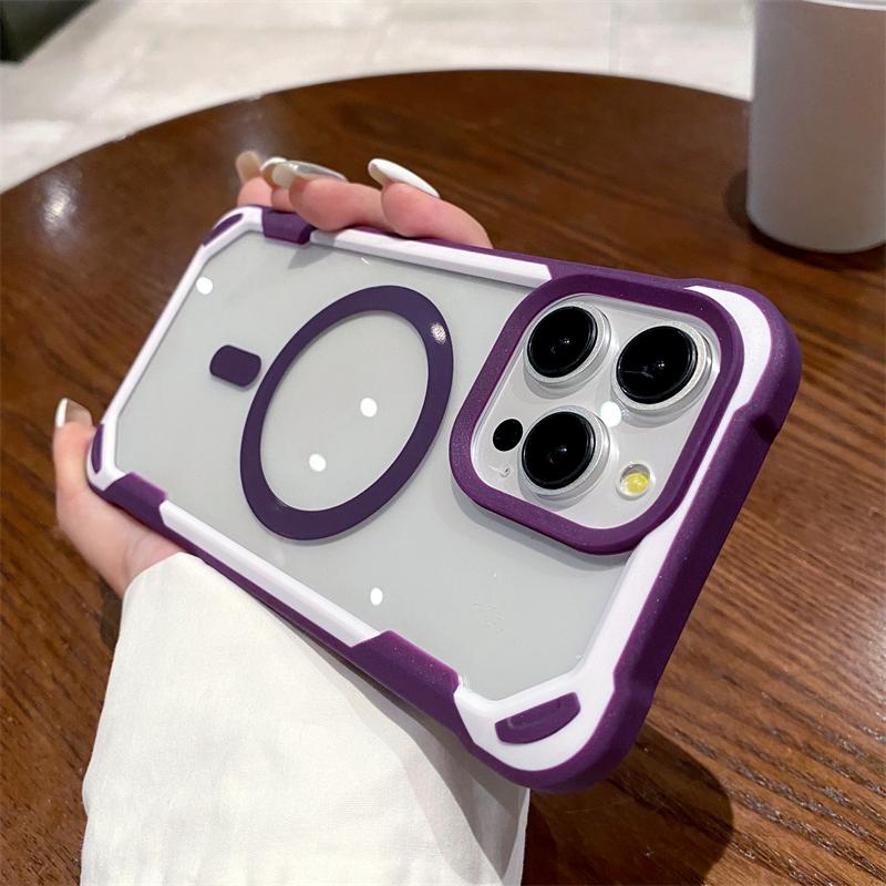 Luxury For Magsafe Wireless Charge Magnetic Case For iPhone 15 14Plus 13 12 11 Pro Max Heavy Armor Bumper Shockproof Clear Cover