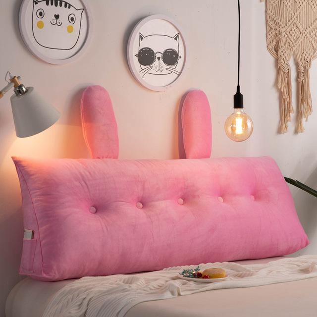 Large Soft Velvet Backrest Pillow Solid Bedside Cushion Removable Plush Seat Cushion Back Support for Couple