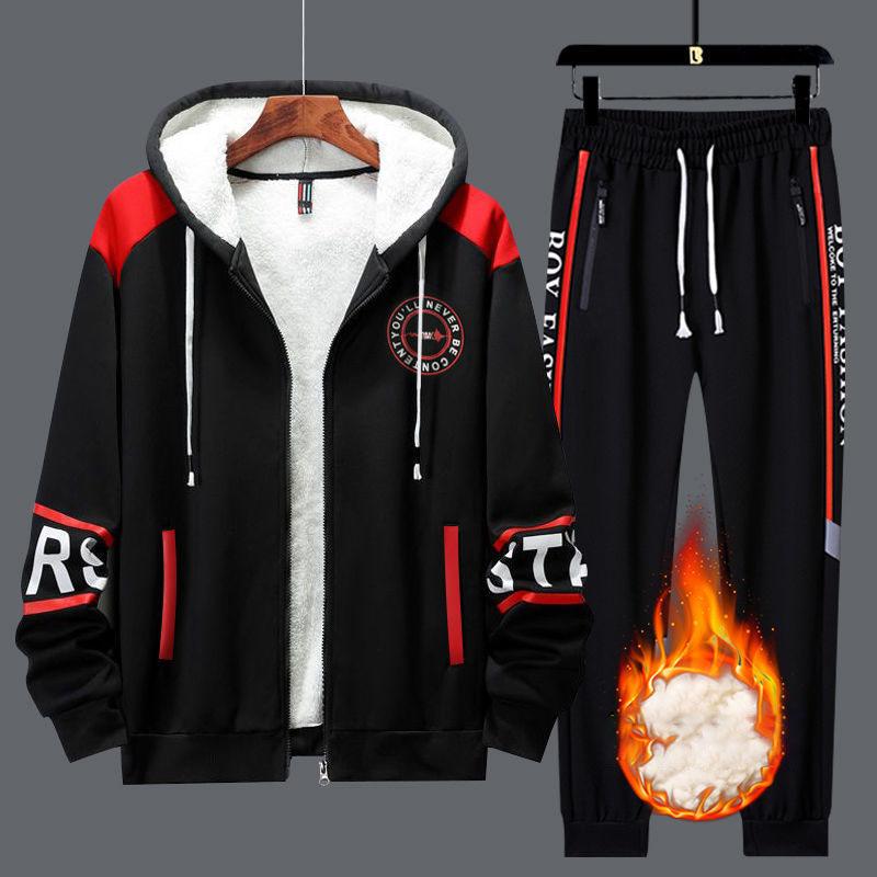 Danmo Осень-зима мужской комплект из 2 предметов, спортивная одежда, утепленная модная толстовка с капюшоном и брюки, повседневный мужской комплект из двух предметов в стиле хип-хоп, большой размер