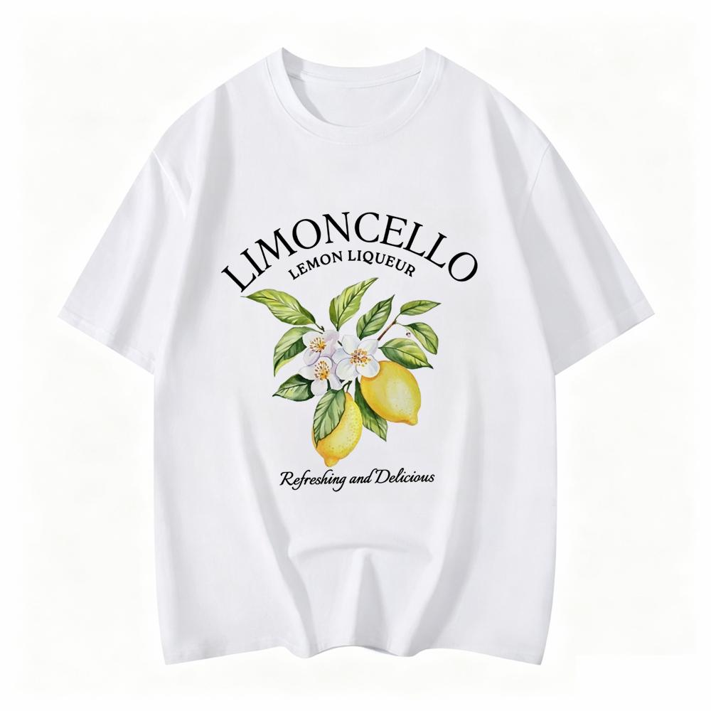 Lemon Letter Print Tshirt Short Sleeve Crew Neck Casual Top For Summer Unisex Kawaii Streetwear Graphic Tees Vintage Fruit Shirt