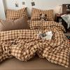 Vintage Double Sided Red Plaid Bedding Set Skin-Friendly Soft Duvet Cover Set with Bed Sheet and Pillowcases for Single Double