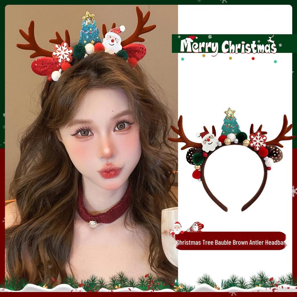 Christmas Reindeer Antler Headband - Plush, Cute Hair Accessory for Girls’ Holiday Costume