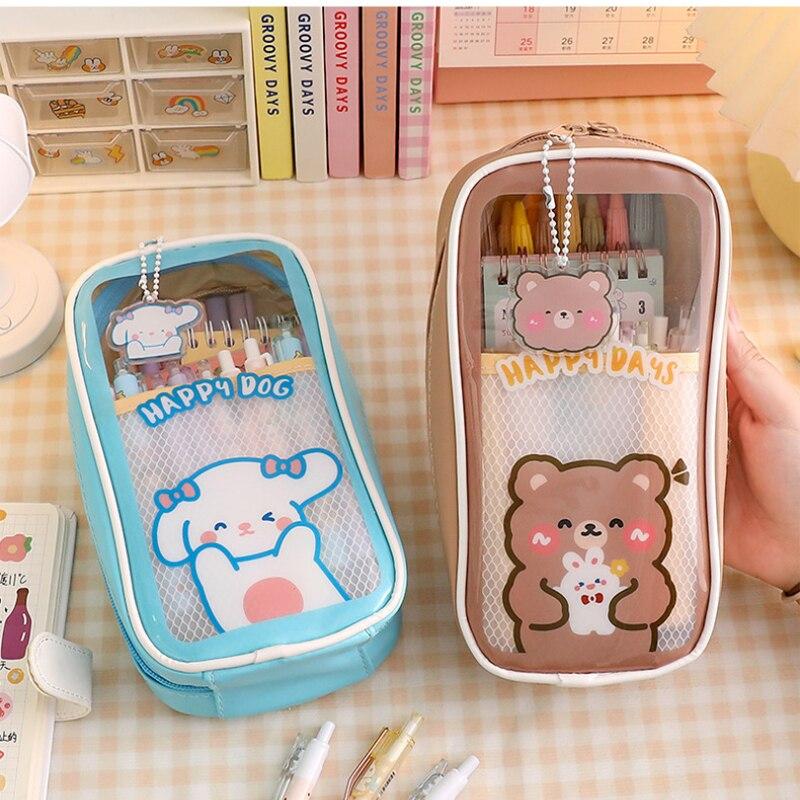 Japanese Pencil Case Transparent Large-capacity Student Pencil Case Cute Girl Creative Simple Pencil Case Stationery Bag