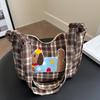 Большая вместительная универсальная клетчатая сумка для женщин на осень, новая симпатичная сумка через плечо для студентов колледжа с изображением таксы