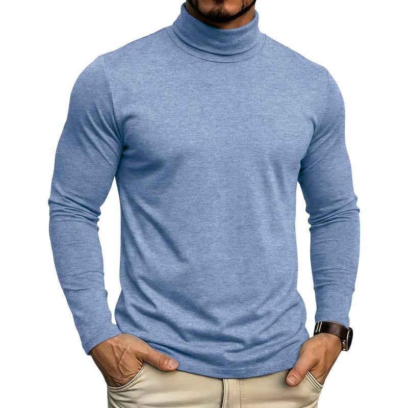 Men S Long Sleeve High Neck Basic T Shirt Casual Top