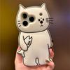 3D мультяшный кот Мягкий силиконовый чехол для телефона для iPhone 17 Pro Max 16 15 14 13 12 Pro Max Ударопрочный защитный чехол