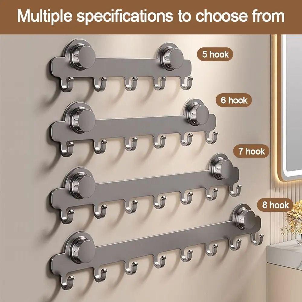 5/6/7/8-Hook Suction Door Cup Hook Waterproof Hanging Coat Rack Bathroom