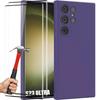 Case for Samsung Galaxy S23 Ultra - Ultra Slim Liquid Silicone Protection Dark Purple + 2 Tempered Glasses