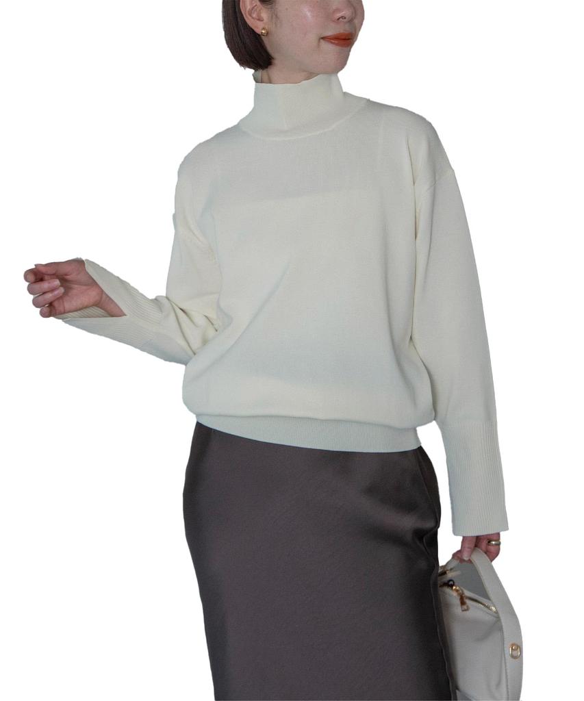 Yours BEXU1681 High Neck Drop Shoulder Oversized Size M Women's Knit, Ivory,