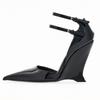 Fashion Brand Fashion Show Sexy Buckle Wedge Sandals Summer New Party Wedding Prom Red Black Europe America Women's Shoes Size 35-43