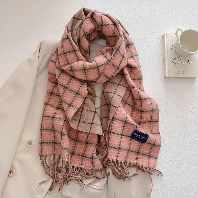 Осень и зима новый универсальный шарф женский утолщенный вязаный толстый бахромчатый теплый шарф имитация кашемира шаль