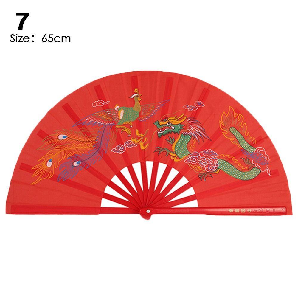 Black Red Chinese Tai Chi Chinoiserie Gift Folding Stage Fan Plastic Bone Fan Yoga Fan Kung Fu Fan