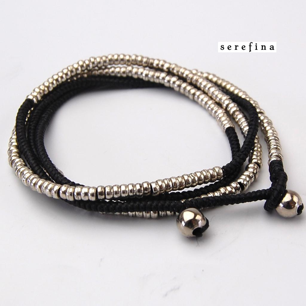serefina Wax Wrap Bracelet Bracelet with art and modern flair srb7270 [Serefina] Silver/Black