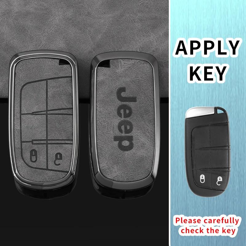 For Jeep Zinc Alloy Leather Car Key Case Cover Shell For Jeep Renegade Wrangler Patriot Grand Cherokee WK2 KL Compass Liberty