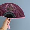 Bamboo Frame Folding Hand Fan Peony Flower Dance Fan Gentle Design Retro Handheld Fan  Gift Giving