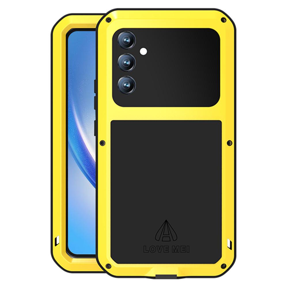 LOVE MEI Для Samsung Galaxy A34 5G Силикон+Металл Противоударный Прочный Чехол для Телефона со Встроенной Защитной Пленкой из Закаленного Стекла