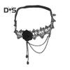 Women Leg Chain 3D Rose Decor with Elastic Band Tassel Chain Faux Crystal Pendant Leg Jewelry Wedding Night Club Party Thigh Garter