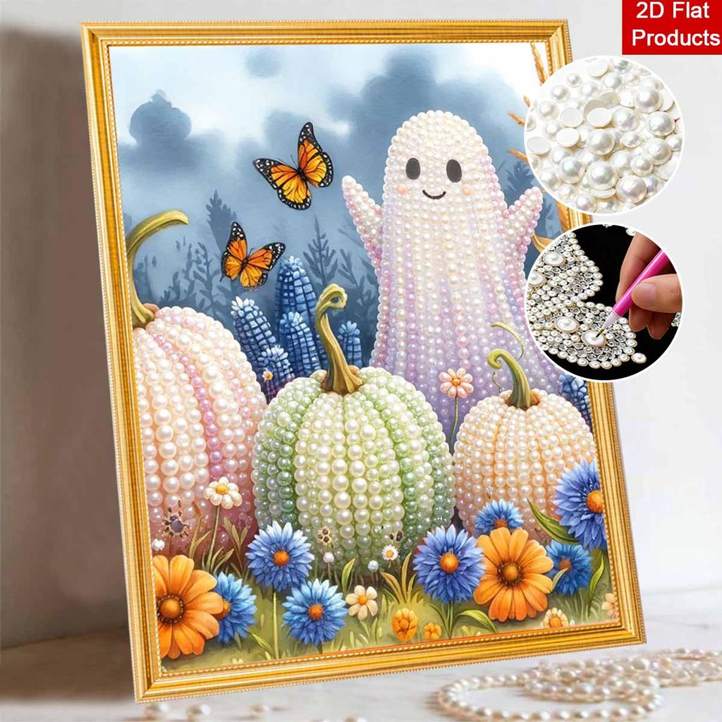 Halloween pearl painting art full pearl handmade diy home decorations ghost pumpkin butterfly flower garden craft kit wall decor