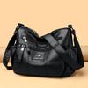 High End Soft Leather Women's Bag New Simple Middle Aged Mother's Crossbody Bag Commuting Multi Layer Large Capacity Shoulder Bag