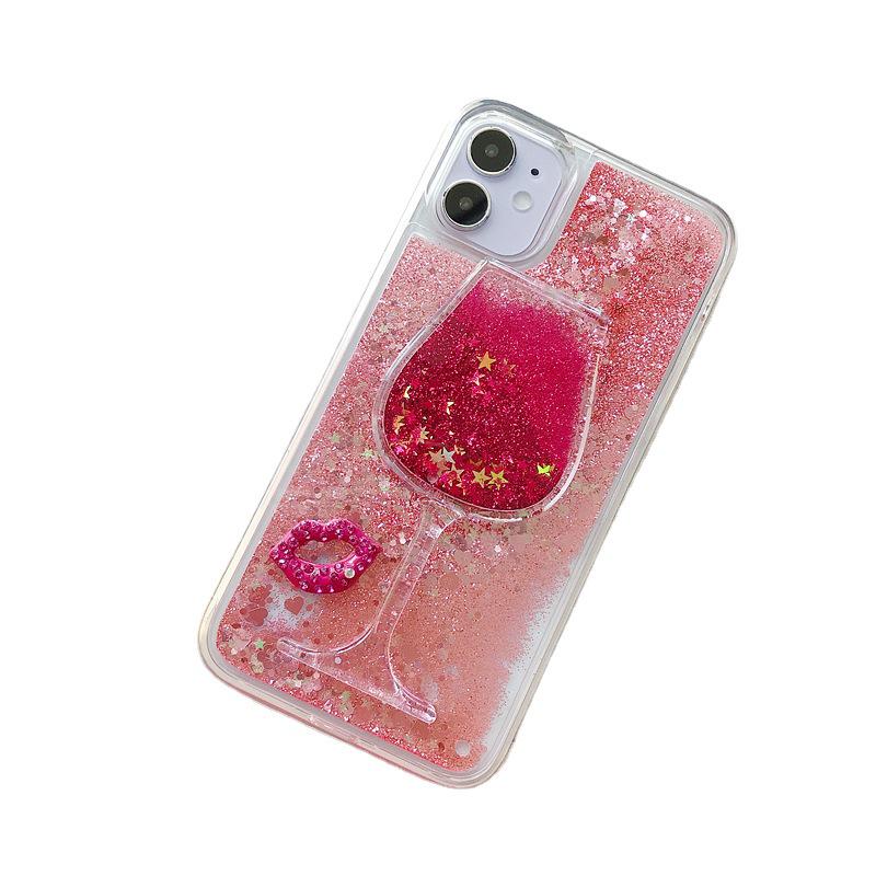 Динамический силиконовый защитный чехол для Vivo Red Lip Wine Glass S9 Quicksand Y7S Y93 Liquid One Piece Delivery Mobile Phone Case