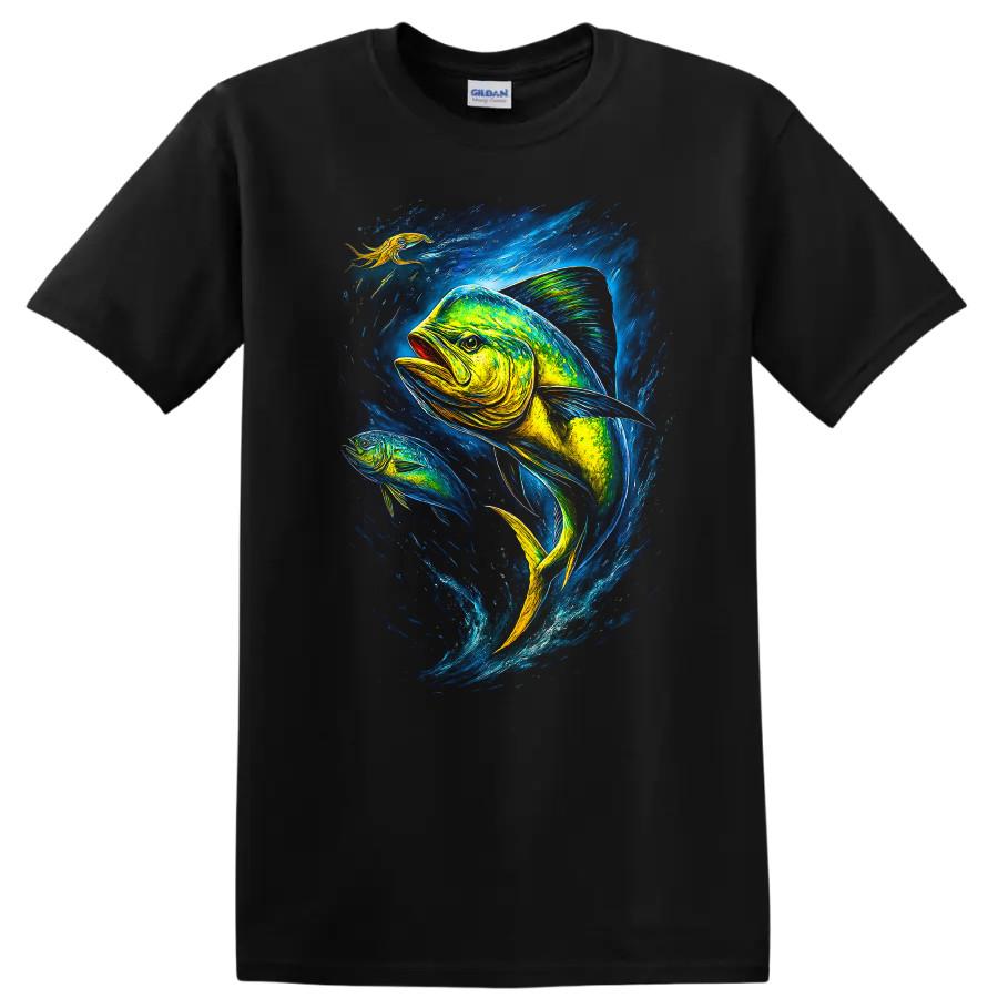 Fish Art T Shirt Ocean Design Colorful Marine Life Fishery Adventure Tee