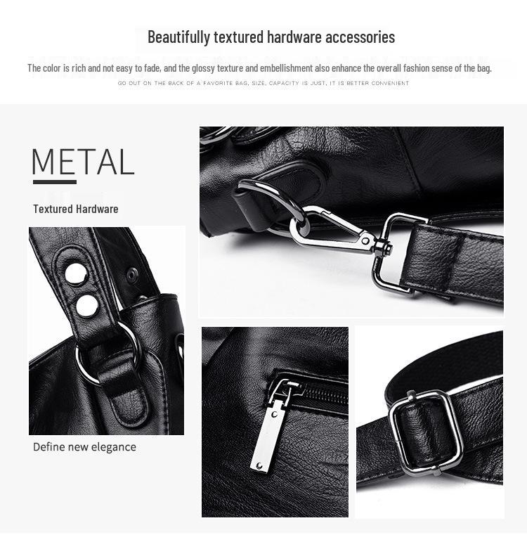 Genuine Leather Large Capacity Women's Handbag – Soft Sheepskin Single Shoulder Crossbody for Middle-Aged & Elderly Ladies