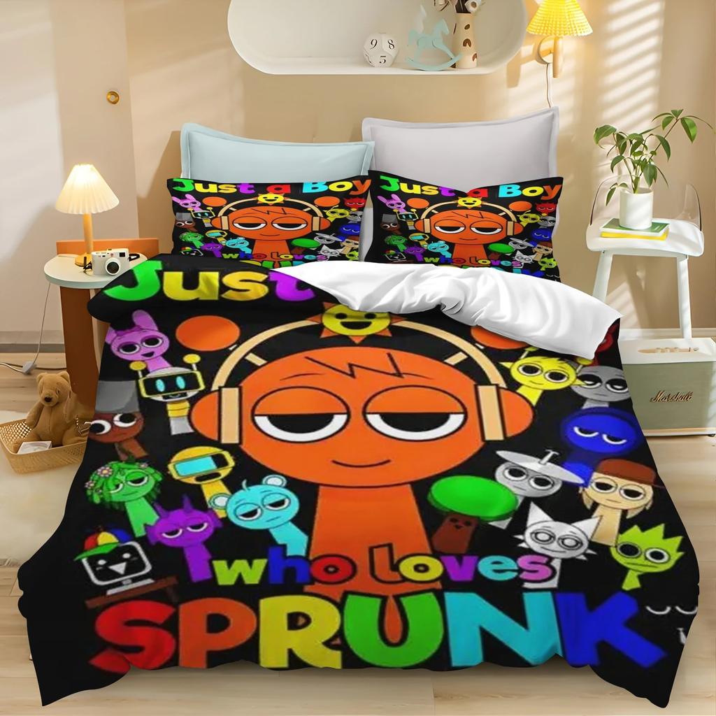 Exquisite Cartoon 3D Printed S-Sprunki Bedding Set 3pcs Duvet Cover Pillowcase Single Twin Double Queen King Size for Kids Boy