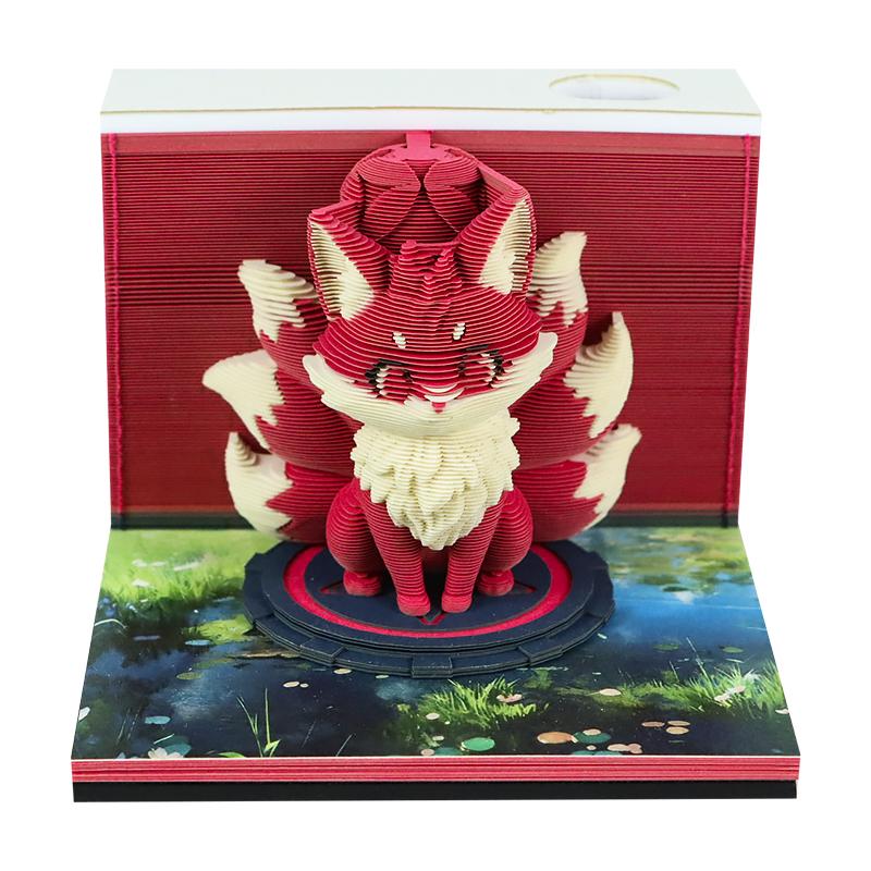 3D Memo Pad Calendar Fox Notepad Desk Decoration Paper Cut Bookmark Cute Animal Stationery Set Luxury Birthday Gift for Friends