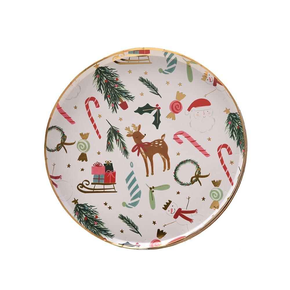 Бронзовый Одноразовая Посуда Сервировка на 10 Бумажная Тарелка Удобная Посуда для Пикника Дети