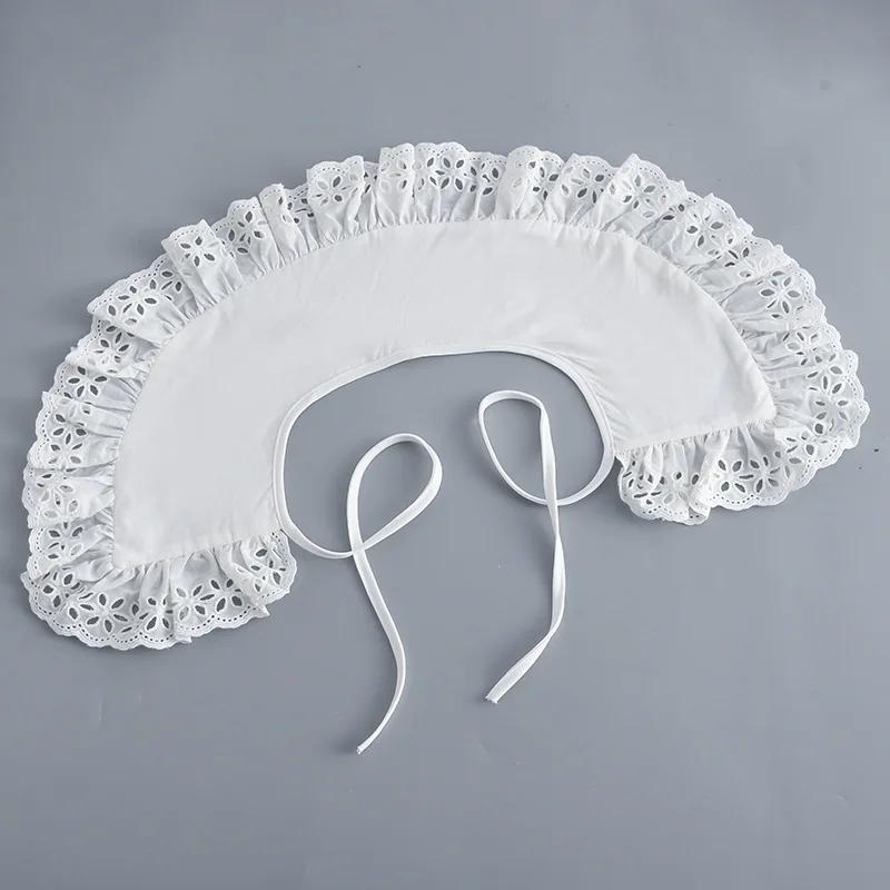 Белый искусственный воротник, женские накидки на плечи, шаль, искусственный воротник, кружевная вышивка, рубашка, съемный воротник, аксессуары