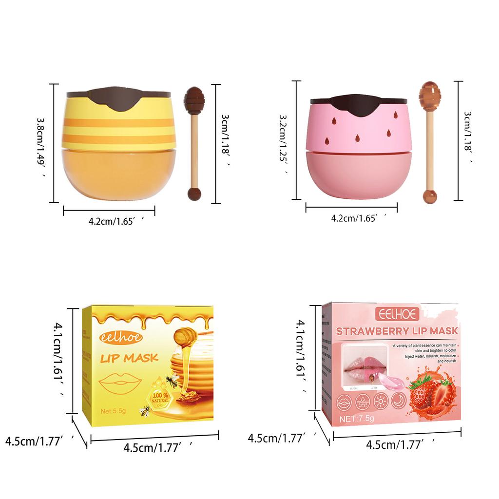 Увлажняющий бальзам для губ с клубникой и медом, отшелушивает, увлажняет, предотвращает растрескивание губ, уменьшает морщины на губах, легко впитывается