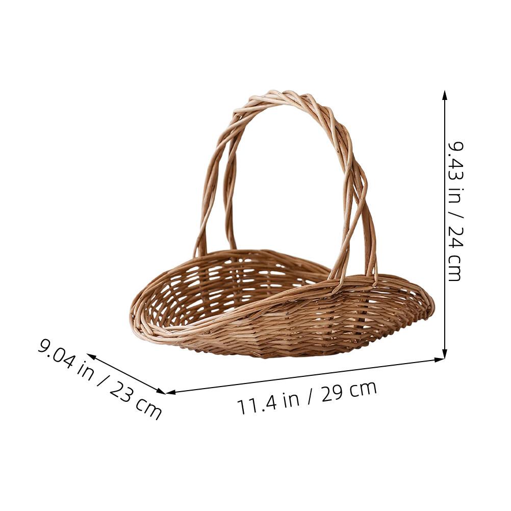 Large Capacity Handwoven Rattan Picnic Basket Portable Basket for Vegetable Fruit Flower Garden Outdoor Picnic Carrying Storage