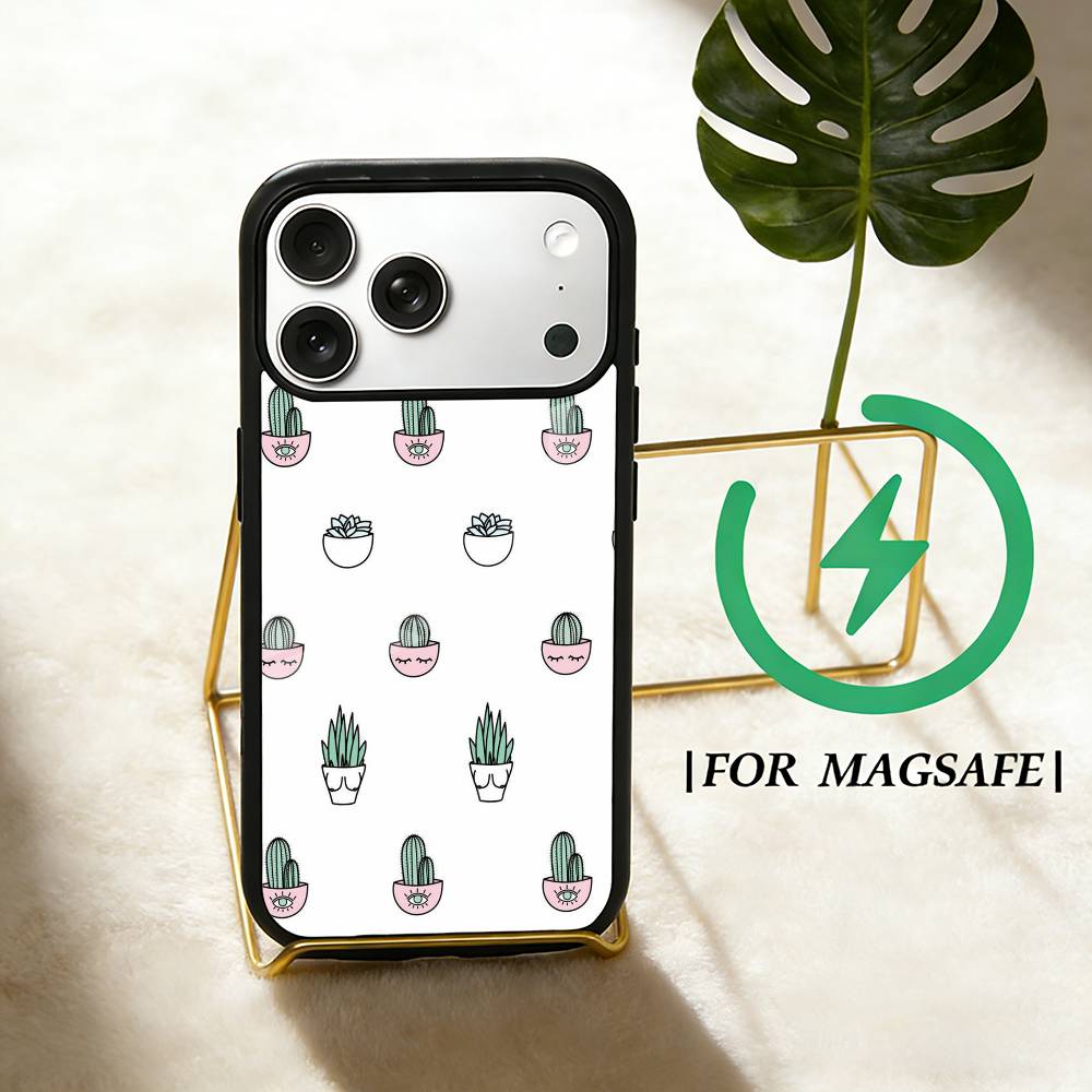 Cactus Succulents Phone Case For iPhone 17,16,15,14,13,12,Plus,Pro,Max For Magsafe Magnetic Wireless Charge
