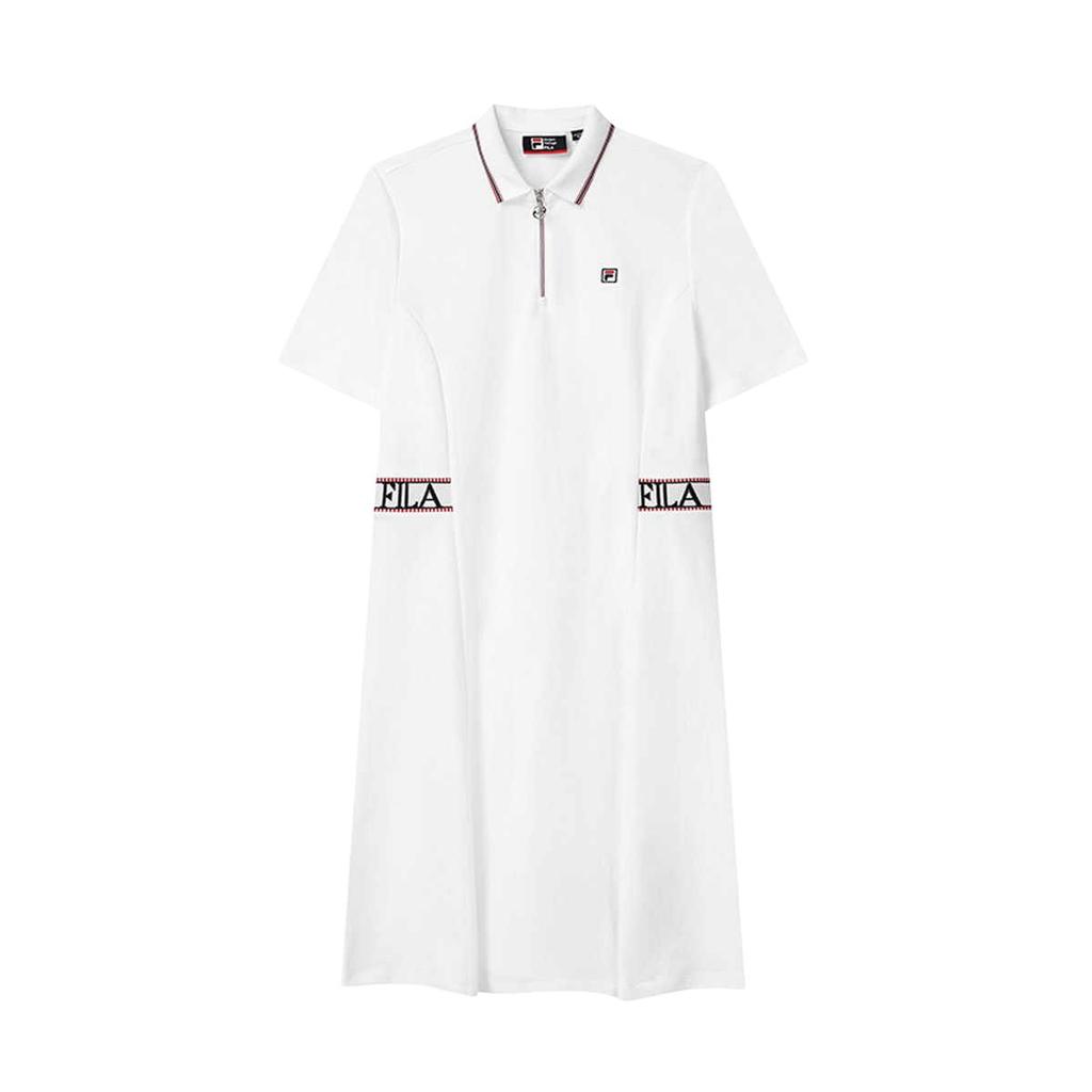 Fila Дышащее платье-поло модное повседневное с коротким рукавом женское платье стандартное белое F11W121340F-WT