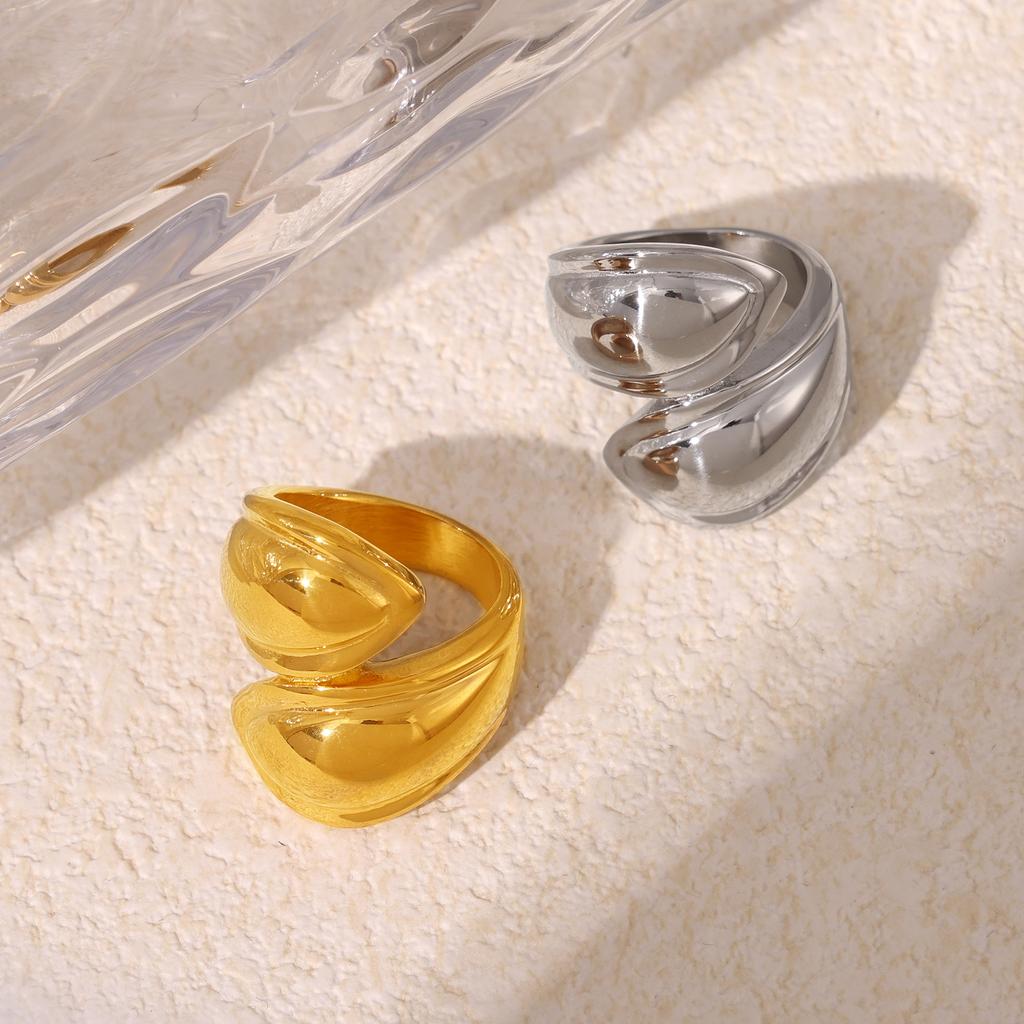 Geometric Asymmetric Ring Personalized Retro Design 18K Gold Plated Titanium Steel Jewelry