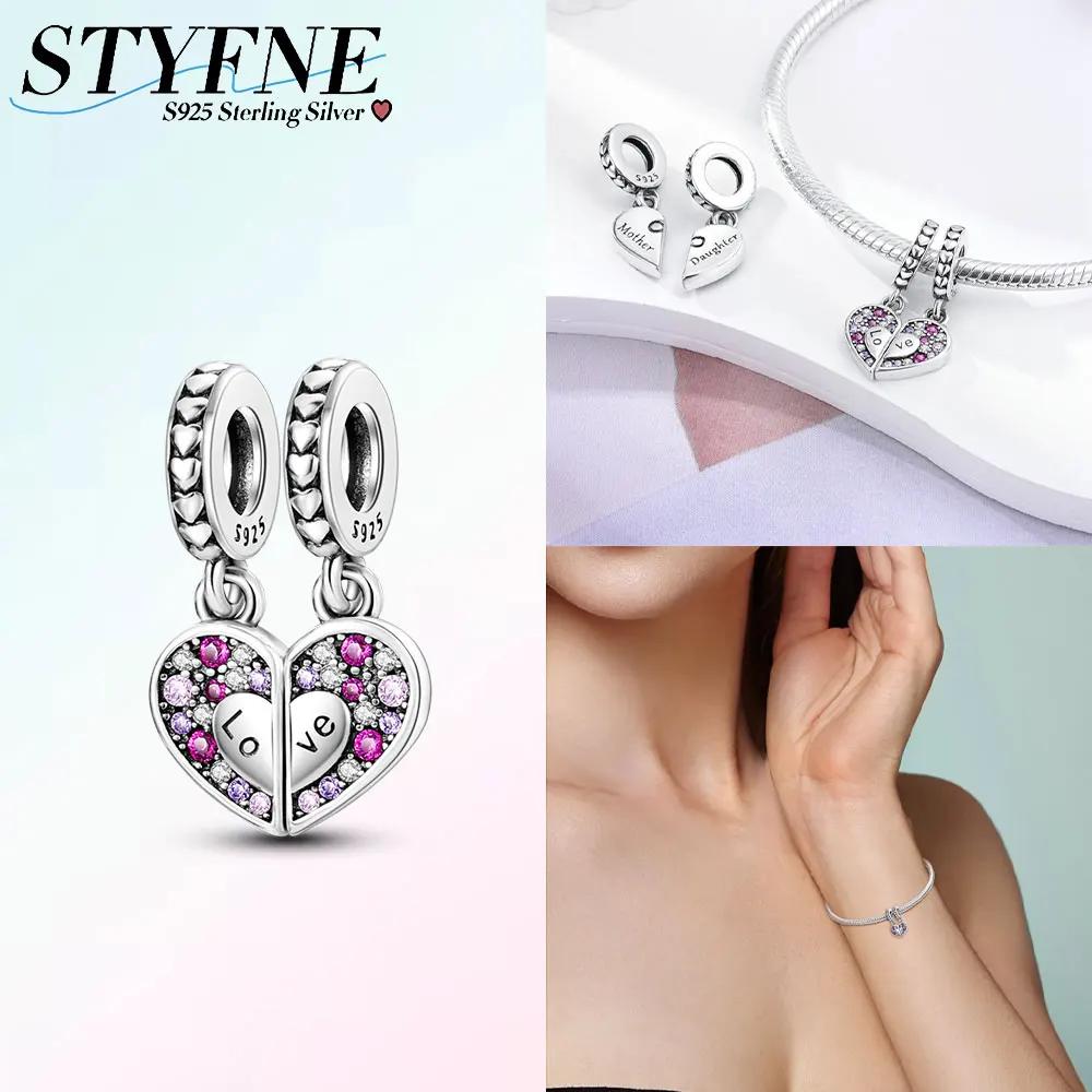 Розовый Шарм Сердце Любви Семьи Оригинальные Медные Бусины Подходят для Браслета Пандора Сделай Сам Сестра Мама Дружба Подвеска Изысканное Подарочное Ювелирное Изделие